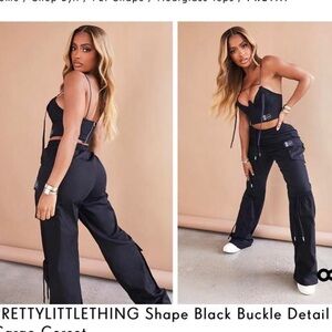 PrettyLittleThing Black Buckle Detail Cargo Joggers